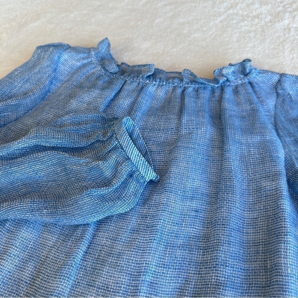 💥SALE💥 Goat NWOT Renoir Linen Cotton Blue Neck Long Sleeve Top Shirt XS (2) - Picture 7 of 12